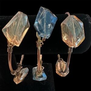 Chunky Gold Wire Wrap Bangle Stackable Bracelets Set of 3